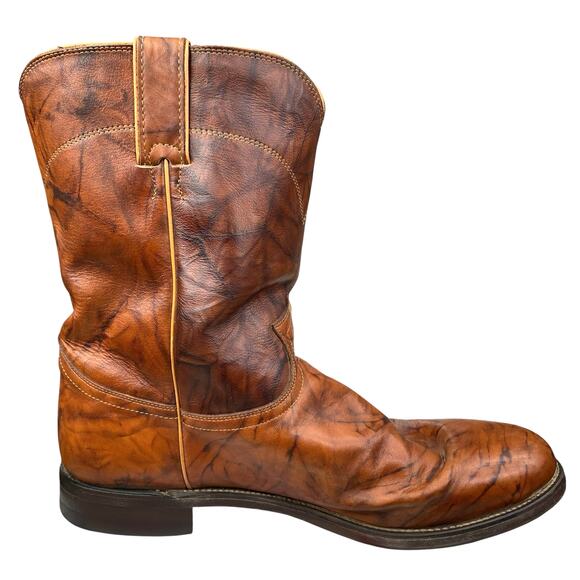 Justin Men’s Jackson Brown Leather Marbled Western Cowboy Boot Size US 13 D - Picture 4 of 10